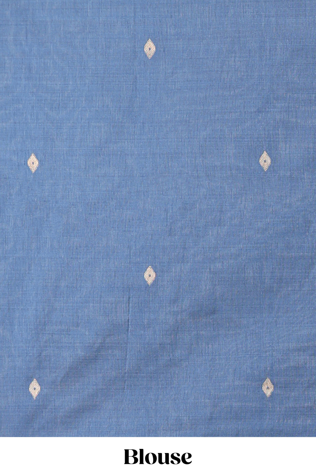 Blue munga cotton floral thread motifs thread weaving border with floral jaal thread zari pallu and contrast small butta blouse