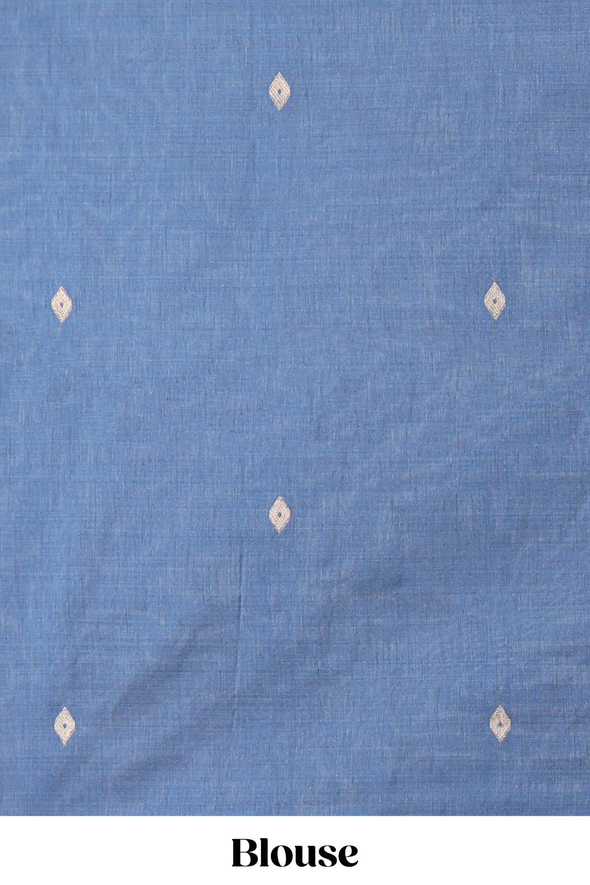 Blue munga cotton floral thread motifs thread weaving border with floral jaal thread zari pallu and contrast small butta blouse