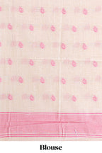 Pink floral print  munga cotton saree  with matching floral print pallu along with tassles