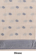 Navy blue  floral print  munga cotton saree  with matching floral print pallu along with tassles