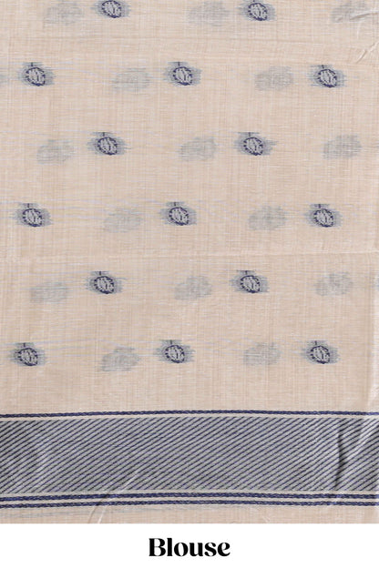 Navy blue  floral print  munga cotton saree  with matching floral print pallu along with tassles