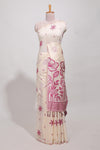 Pink floral printmunga cotton sareewith matching floral print pallu along with tassles