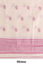 Pink floral print  munga cotton saree  with matching floral print pallu along with tassles