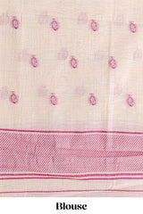 Pink floral printmunga cotton sareewith matching floral print pallu along with tassles