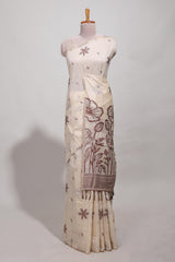 Brown floral printmunga cotton sareewith matching floral print pallu along with tassles