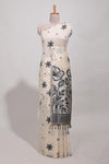 Black floral printmunga cotton sareewith matching floral print pallu along with tassles