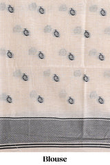 Black floral printmunga cotton sareewith matching floral print pallu along with tassles