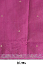 Magenta munga cotton all over floral thread motifs thread weaving border with floral jaal thread zari pallu and contrast small butta blouse