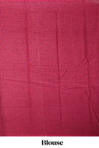 Mocha brown striped mangalagiri cotton saree with contrast border and checked pallu with blouse