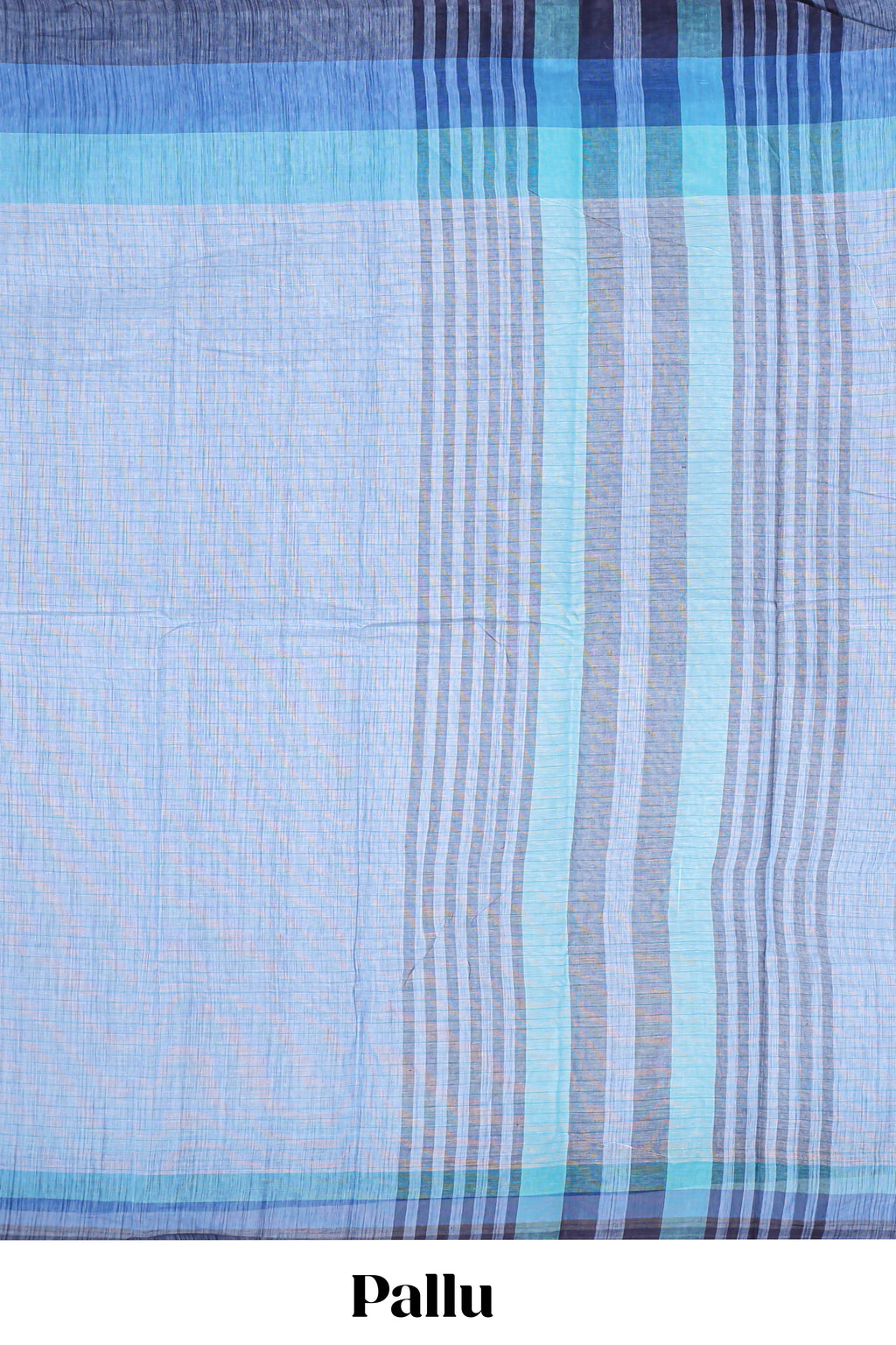 Powder blue Checked mangalagiri cotton saree with contrast border and checked pallu with contrast blouse