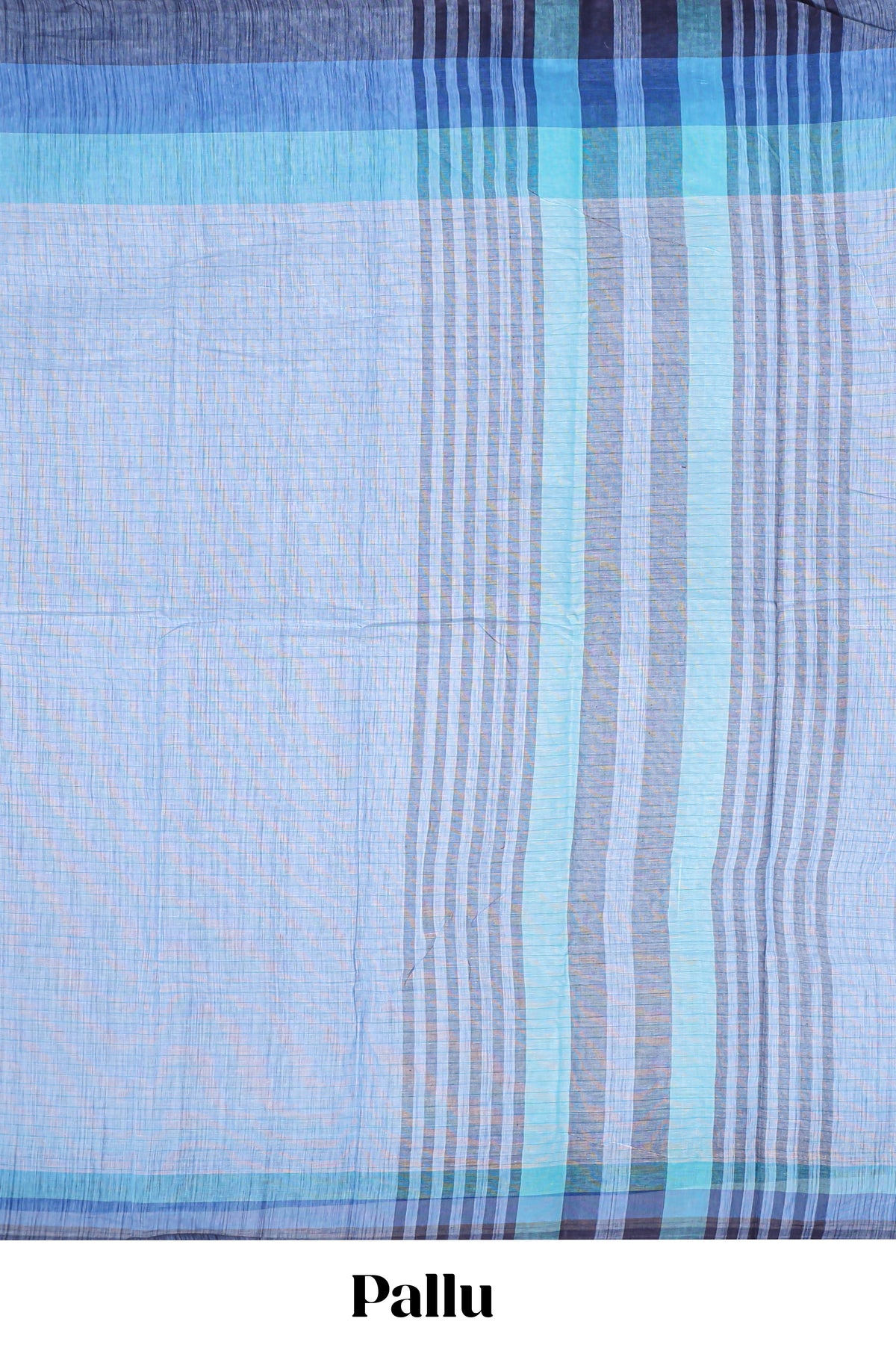 Powder blue Checked mangalagiri cotton saree with contrast border and checked pallu with contrast blouse