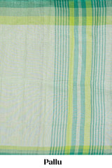 Green Checked mangalagiri cotton saree with contrast border and checked pallu with contrast blouse