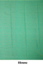 Green Checked mangalagiri cotton saree with contrast border and checked pallu with contrast blouse