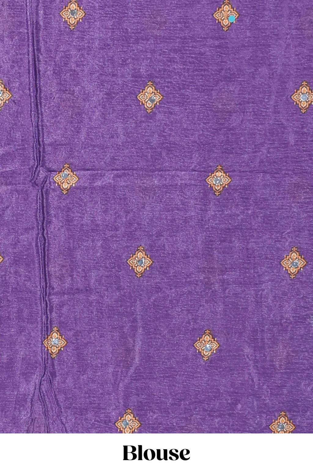 Orange floral design mirror work masakali saree with self border and contrast motifs blouse