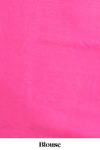 Borderless pink & white floral design mul mul cotton saree with matching blouse