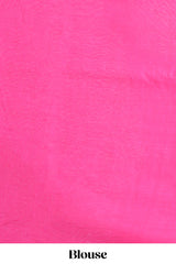 Borderless pink & white floral design mul mul cotton saree with matching blouse