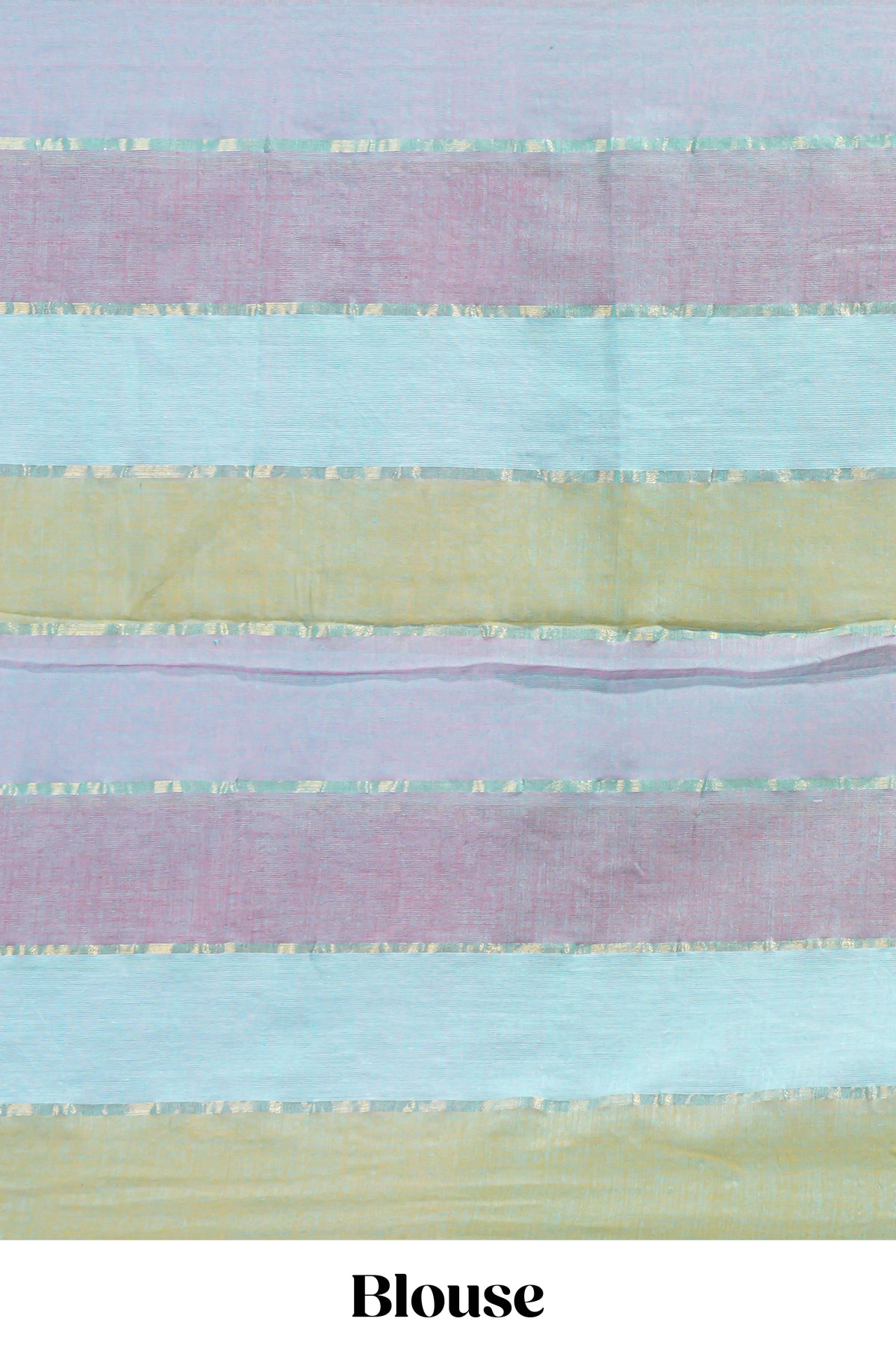 Multi color striped mul mul cotton saree with self zari border and matching blouse