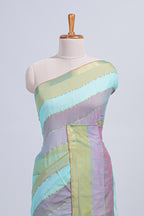 Multi color striped mul mul cotton saree with self zari border and matching blouse