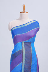 Multi color striped mul mul cotton saree with self zari border and matching blouse