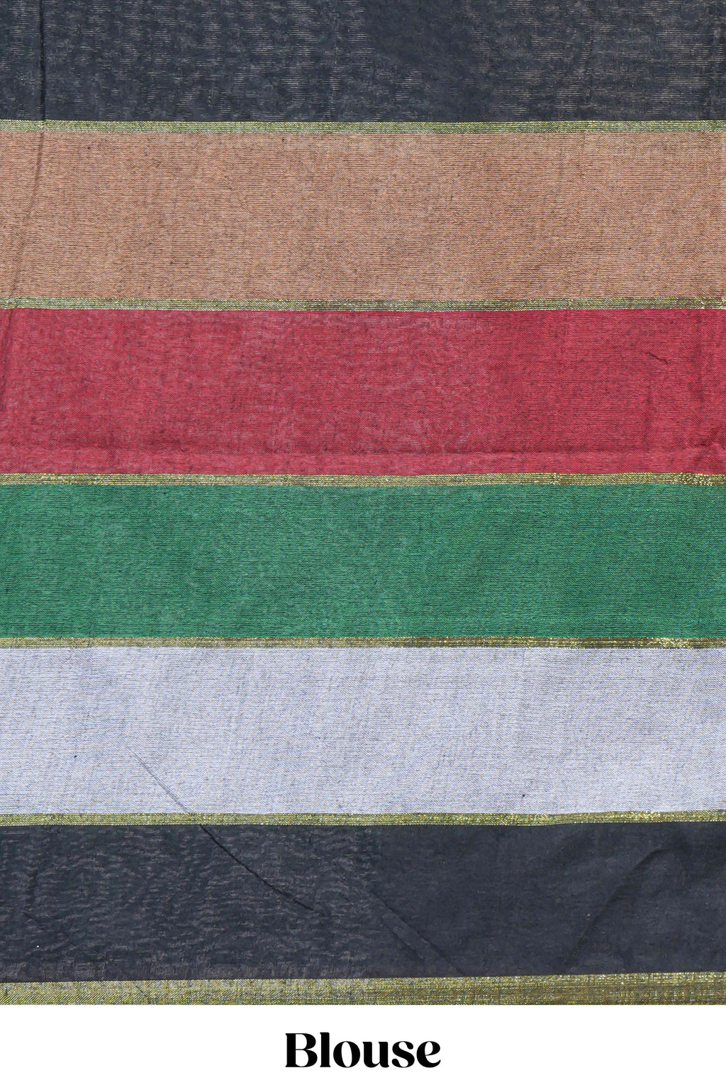Multi color striped mul mul cotton saree with self zari border and matching blouse
