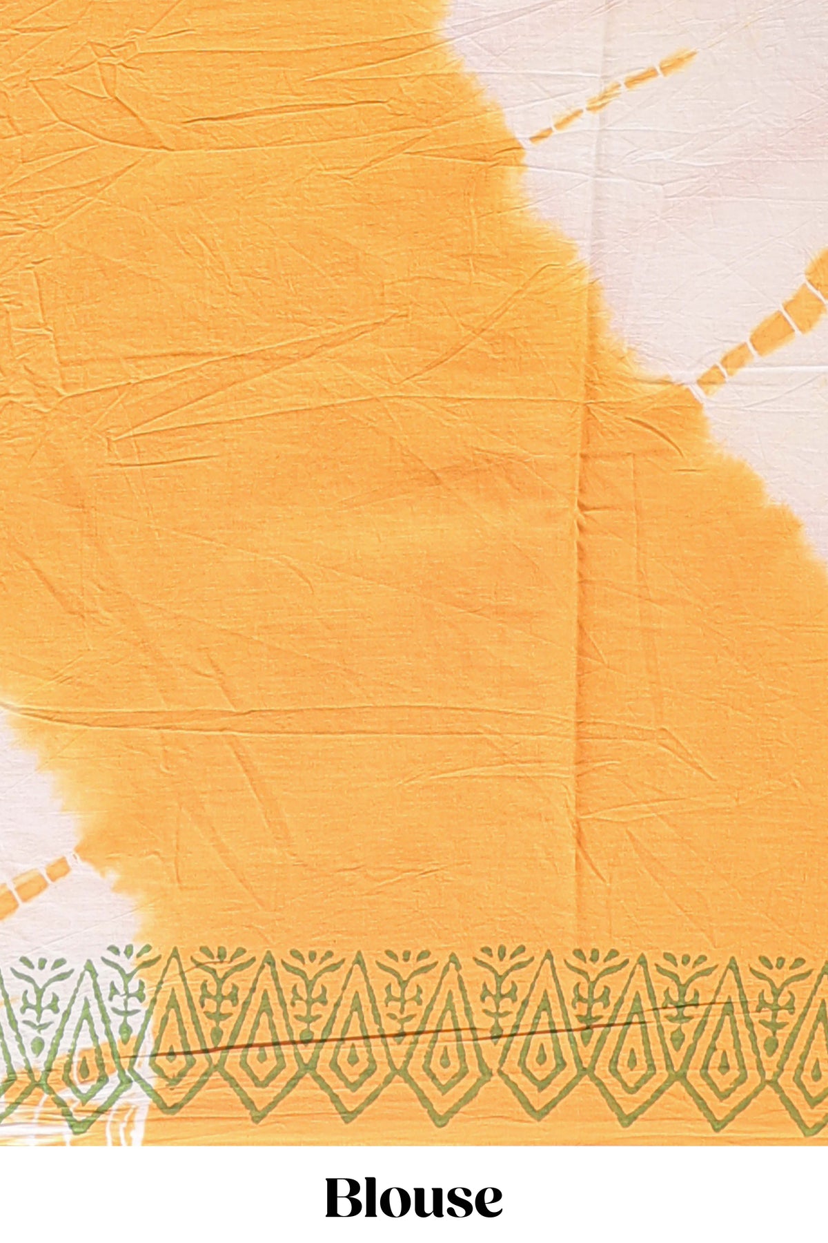 Cream & mustard leaf motifs mul mul cotton saree with self border and matching blouse