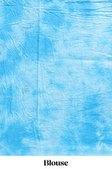 Blue shibori motifs design mul mul cotton saree with self border and matching blouse