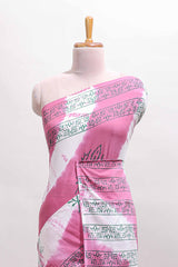 Pink & cream floral shibori print motifs mul mul cotton saree with selfborder and matching blouse