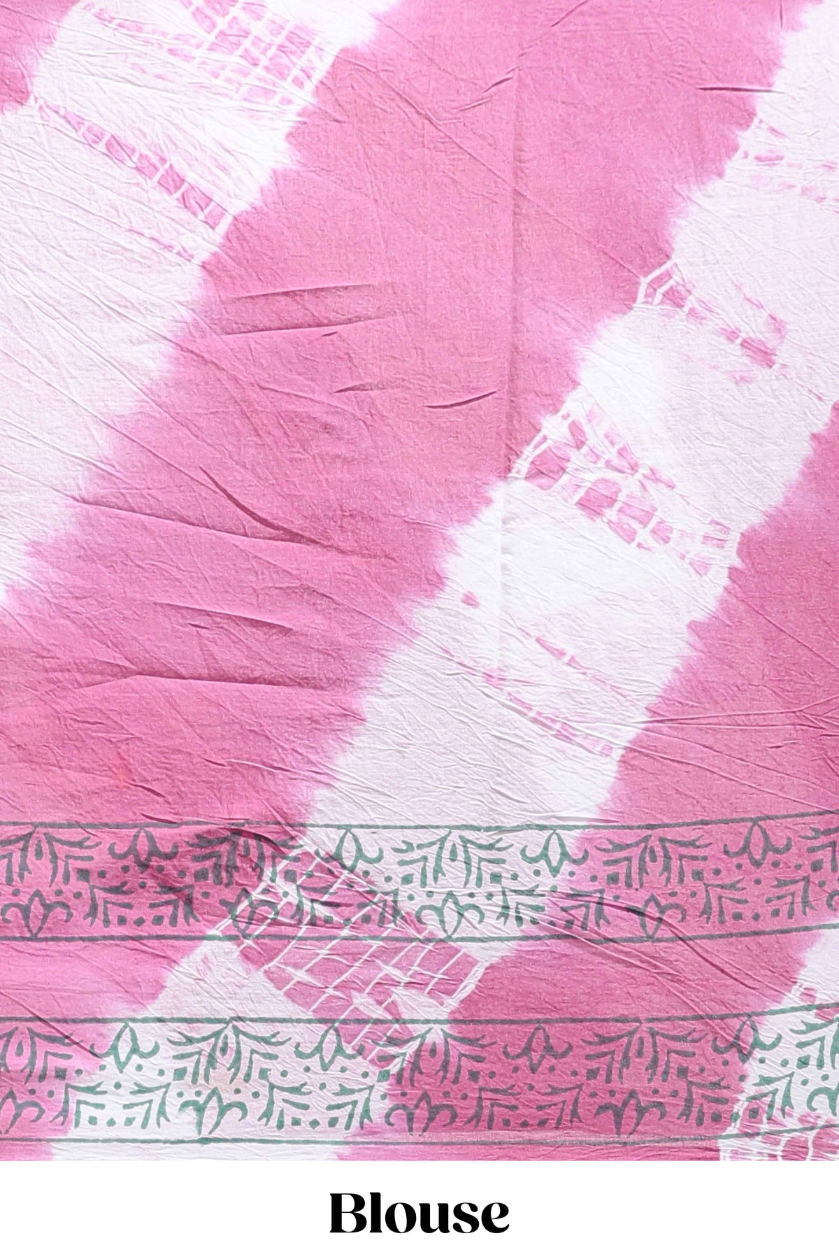 Pink & cream floral shibori print motifs mul mul cotton saree with self  border and matching blouse
