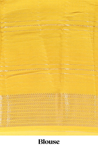 Multi color zari striped floral design marsh mellow saree with  contrast zari border and blouse