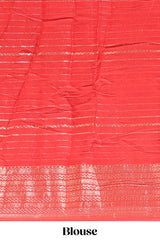 Multi color zari striped floral design marsh mellow saree withcontrast zari border and blouse