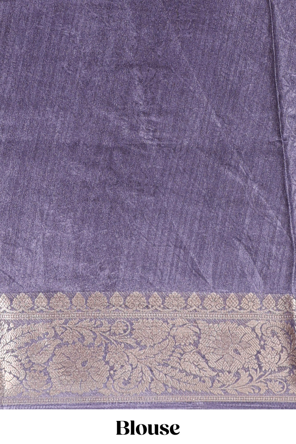 Lavender butterfly & floral design marsh mellow saree with contrast zari border and contrast blouse