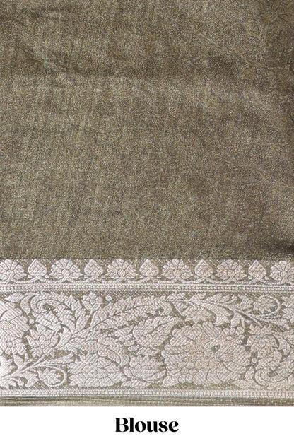 Pink butterfly & floral design marsh mellow saree with contrast zari border and contrast blouse