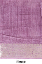 Rose pink butterfly & floral design marsh mellow saree with contrast zari border and contrast blouse