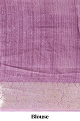 Rose pink butterfly & floral design marsh mellow saree with contrast zari border and contrast blouse