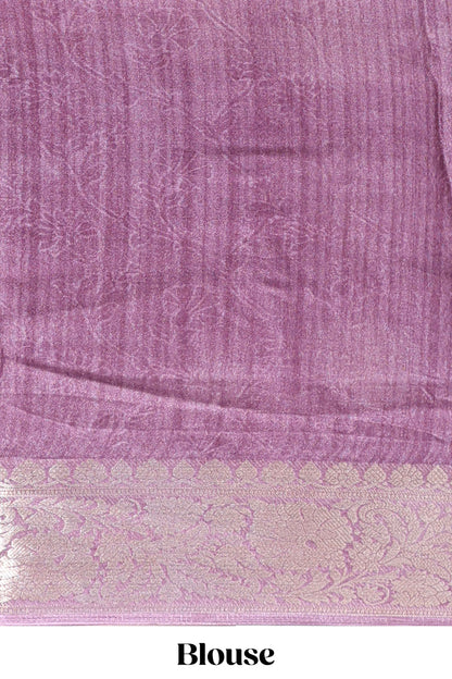 Rose pink butterfly & floral design marsh mellow saree with contrast zari border and contrast blouse