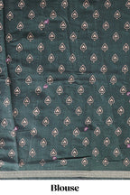 Purple marsh mellow saree featuring mirror embroidery, contrast floral printed border & blouse