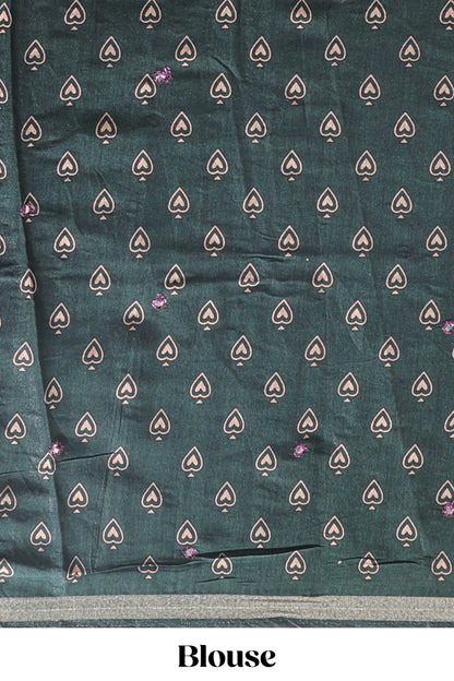 Purple marsh mellow saree featuring mirror embroidery, contrast floral printed border & blouse