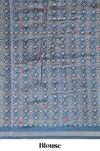 Maroon embroidery mirror work marsh mellow saree with contrast border and printed blouse