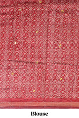Mustard embroidery mirror work marsh mellow saree with contrast border and printed blouse