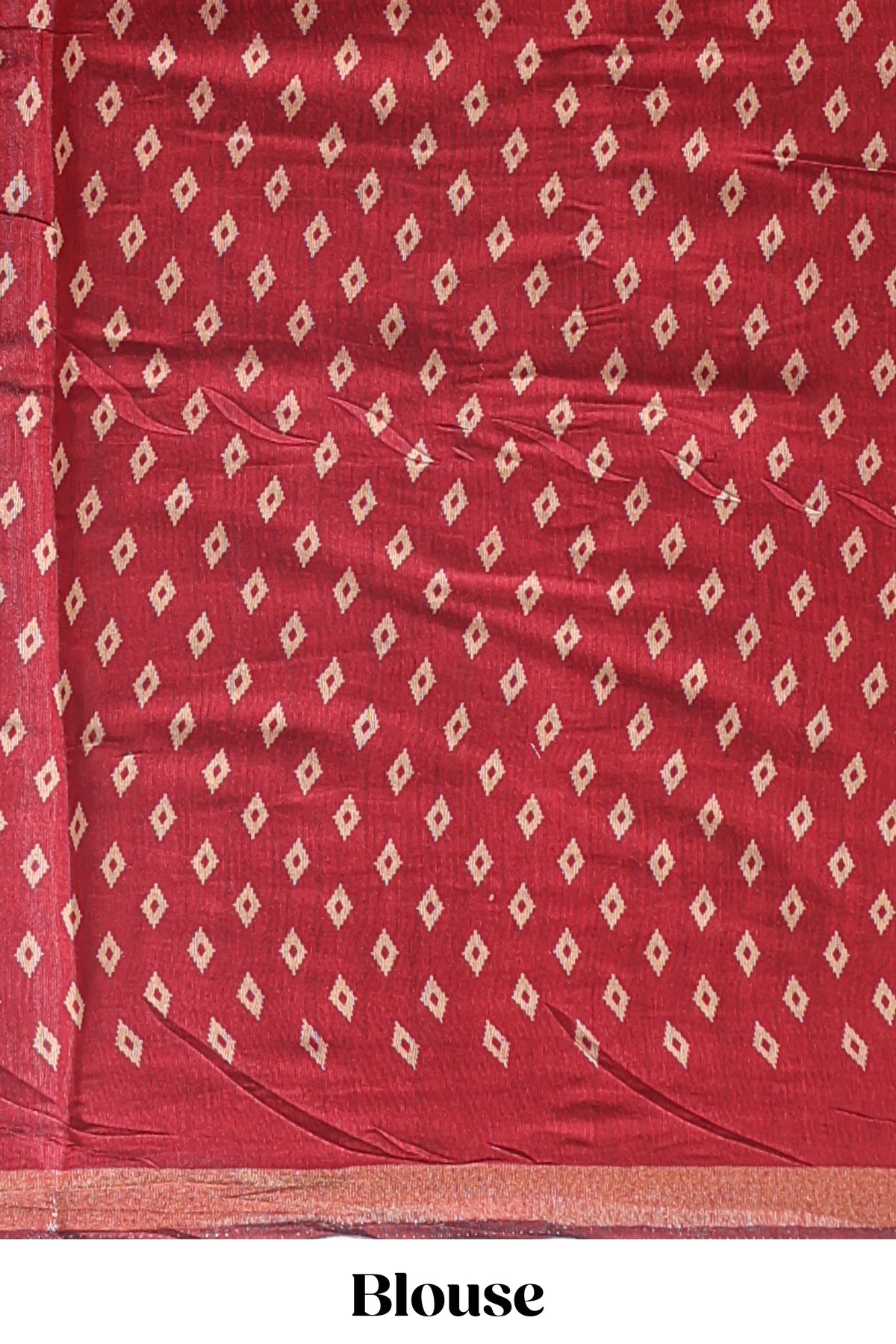Red floral motifs design marsh mellow saree with contrast border and printed blouse