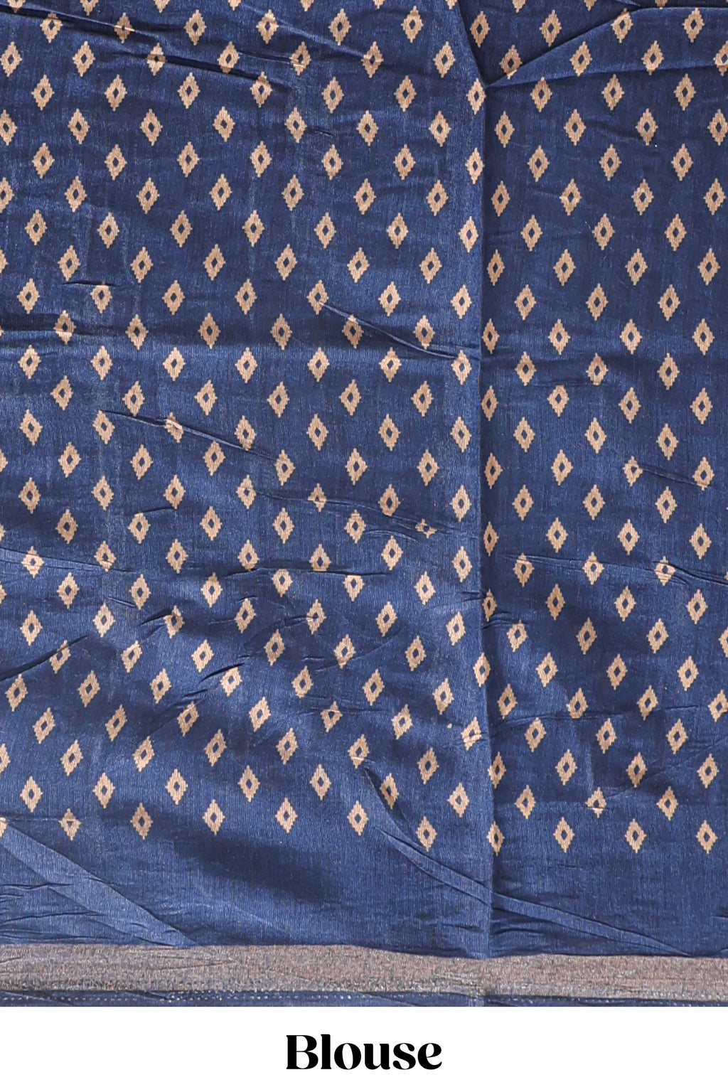 Peacock blue floral motifs design marsh mellow saree with contrast border and printed blouse