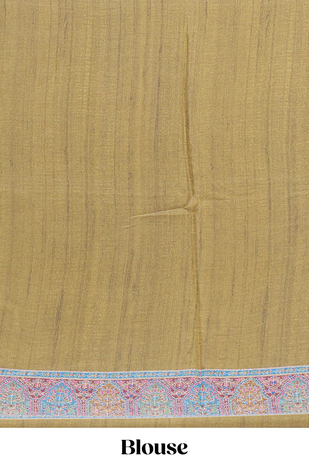 Olive green mughal printed marsh mellow saree with self border and self printed pallu along with matching blouse