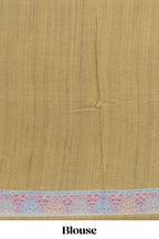 Olive green mughal printed marsh mellow saree with self border and self printed pallu along with matching blouse