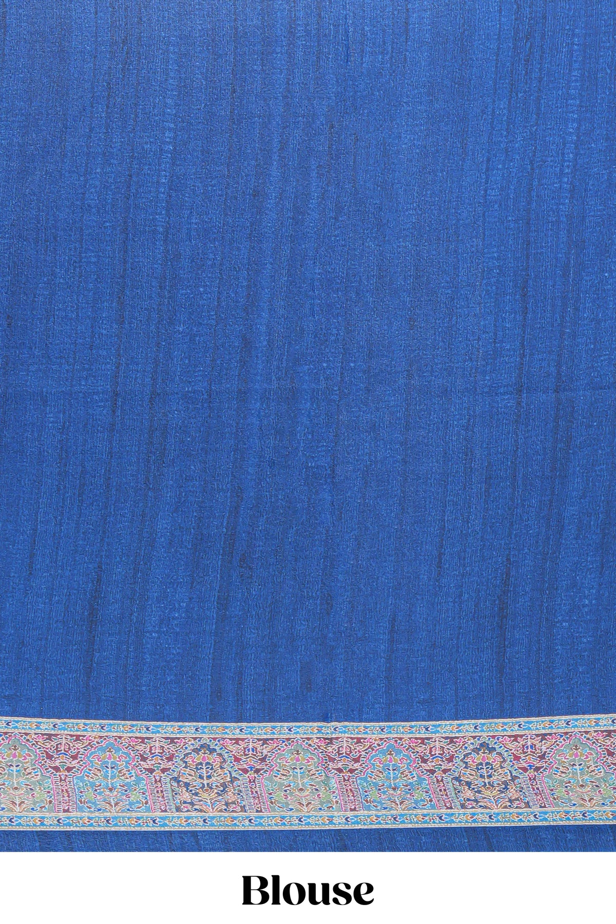 Royal blue mughal printed marsh mellow saree with self border and self printed pallu along with matching blouse