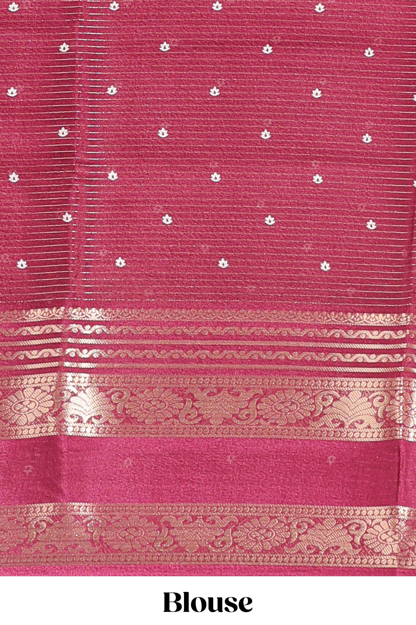 Maroon striped floral design marsh mellow saree with self zari border and matching printed blouse