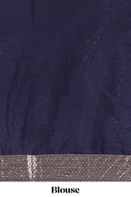 Lavender zari design mushru silk saree with contrast striped zari border and blouse