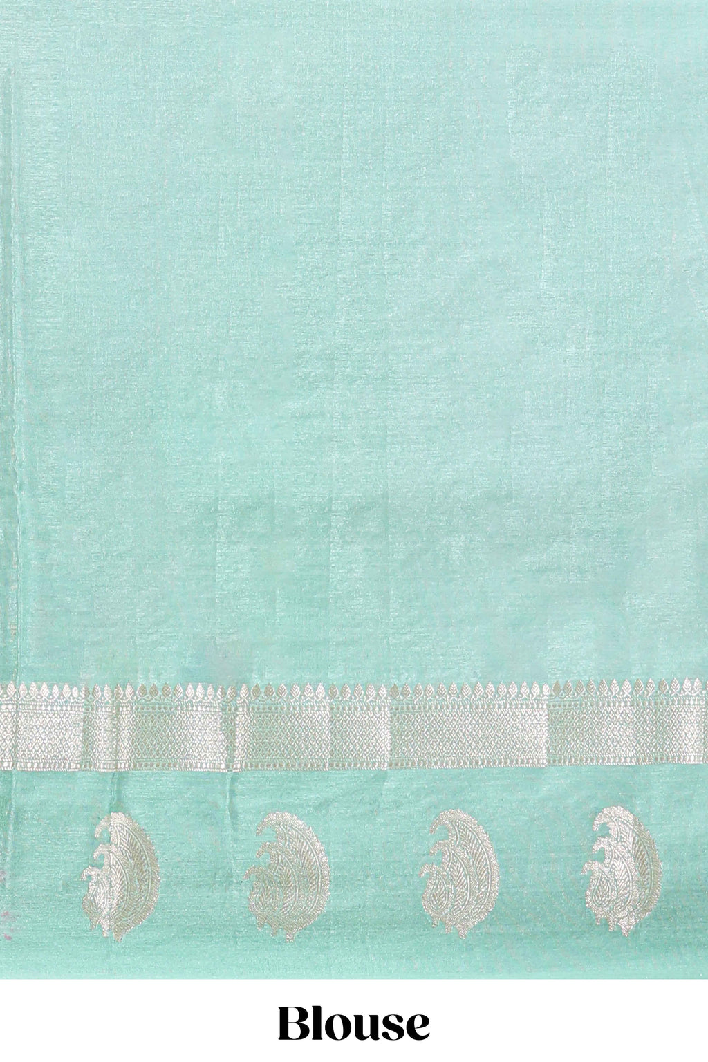 Green checked floral motifs design mushru silk saree with contrast border and blouse