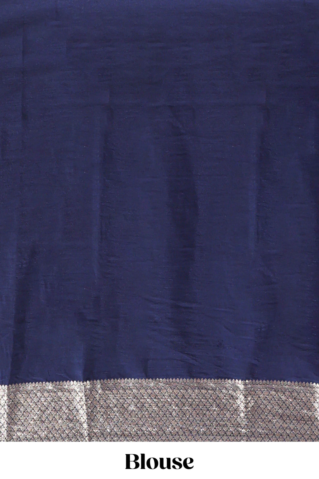 Blue zari design mushru silk saree with contrast striped zari border and blouse