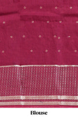 Steel blue zari motifs design mushru silk saree with salf zari border and contrast blouse