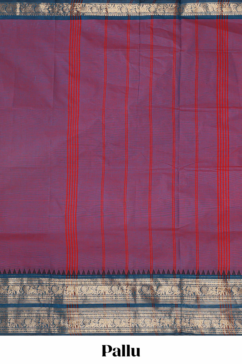 Light purple plain narayanapet cotton saree with contrast zari border and stripe pallu